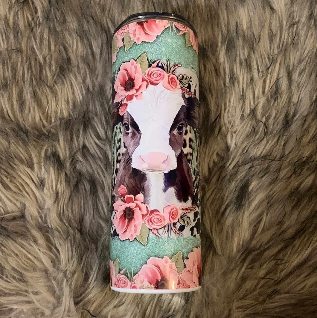 Pink/Teal Flower/Aztec Baby Cow